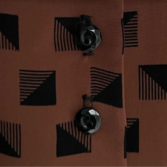 Fun, brown and black patterned vintage dress by Warren Z size 6 - Picture 5 of 9